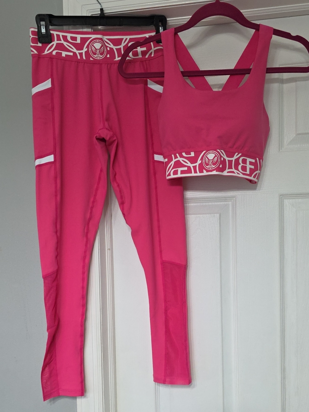 Branded Hot Pink Sports Bra with Logo Band
